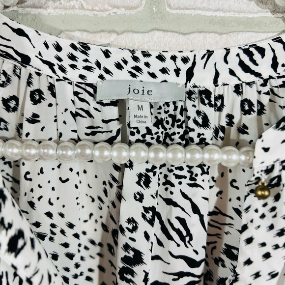 Joie Shauna Animal Print Long Sleeve Blouse in Porcelain Size M - Picture 8 of 10